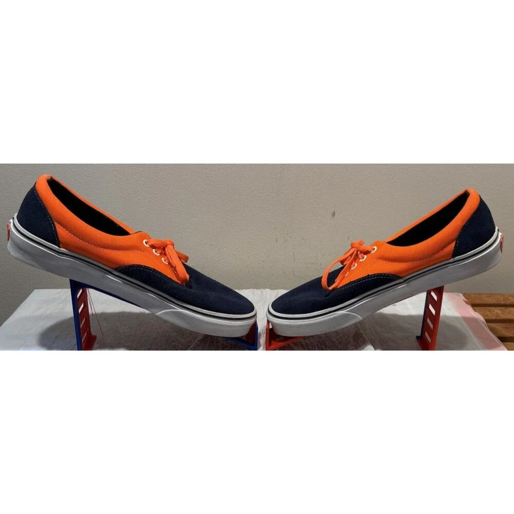 Vans Era NEON ORANGE/DRESS BLUES Suede/Canvas Lace Sneakers Men 10.5 Women 12